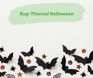 Bug-Themed Halloween. Paper cut out bats with stars and pumpkins.